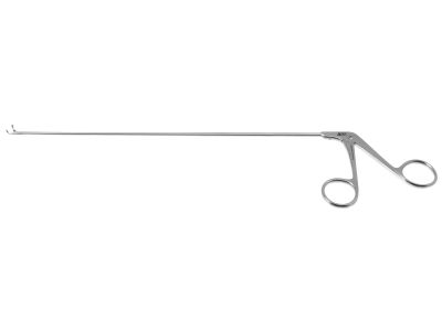 Kleinsasser micro laryngeal cup forceps, original model, working length 230mm, curved up left, 2.0mm round cup jaws, ring handle