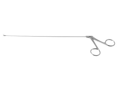 Kleinsasser miniature laryngeal cup forceps, original model, working length 230mm, delicate, curved left, 1.0mm round cup jaws, ring handle