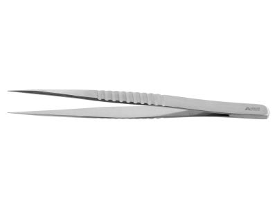 Microsurgical forceps, 4 3/4'',straight, 0.3mm tips without tying platform, 9.0mm wide flat handle