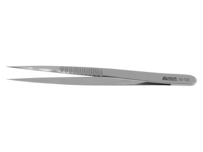 Microsurgical forceps, 5 1/4'',straight, 0.3mm tips without tying platform, 9.0mm wide flat handle