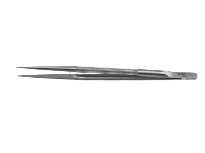 Microsurgical forceps, 7'',straight, 0.6mm tips with tying platform, 8.0mm round balanced handle