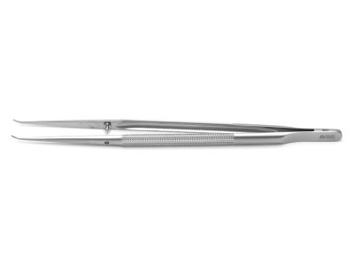 Microsurgical forceps, 7'',curved, 0.6mm TC dusted tips with tying platform, 8.0mm round balanced handle