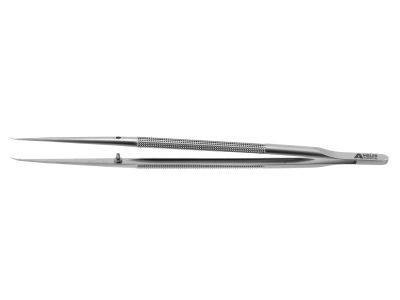 Microsurgical forceps, 7'',curved, 0.6mm tips with tying platform, 8.0mm round balanced handle