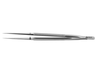 Microsurgical tissue forceps, 7'',delicate, straight, 1x2 teeth, 0.6mm tips with tying platform, 8.0mm round balanced handle