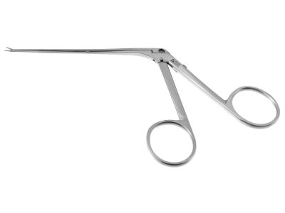 Mini McGee alligator ear forceps, working length 70.0mm, straight, 3.5mm serrated jaws, ring handle