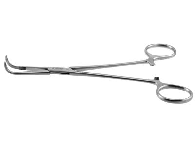 Mixter hemostatic forceps, 7'',fully curved, serrated jaws, ring handle