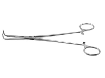 Kantrowitz thoracic clamp forceps, 8'',delicate, right angled, serrated jaws, ring handle