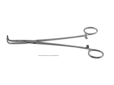 Mixter forceps, 7 1/2'',right angled, longitudinal serrated jaws, cross-serrated tips, ring handle