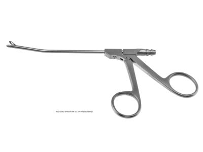 Nasal sinus inner-suction forceps, 7 1/2'',working length 100mm, curved left, size #00, straight, fenestrated, 2.5mm wide oval jaws, ring handle