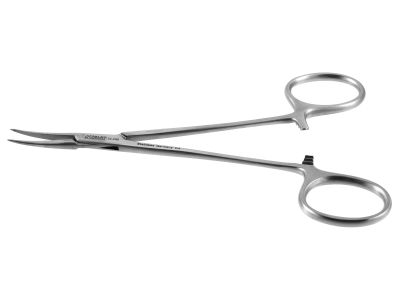 No scalpel vasectomy forceps, 5'',delicate, curved, smooth jaws, sharp pointed tips, ring handle
