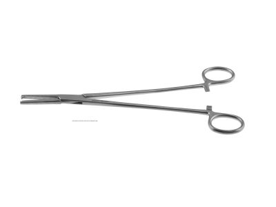 Phaneuf hysterectomy forceps, 8'',angled, serrated jaws, 1x2 teeth, ring handle