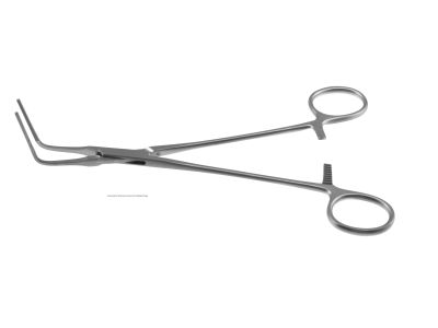 Plaque remover forceps, 7 1/4'',short, right angled, serrated jaws, ring handle