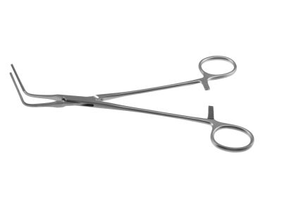 Plaque remover forceps, 7 1/2'',long, right angled, serrated jaws, ring handle