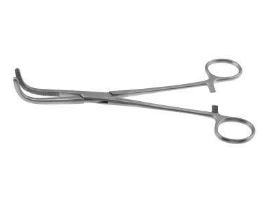 O'Shaugnessy artery forceps, 8'',fully curved, serrated jaws, ring handle