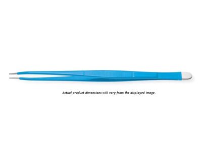 Potts-Smith dressing forceps, 7'',straight, serrated jaws, insulated, flat handle
