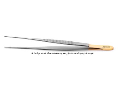 Potts-Smith dressing forceps, 8 1/2'',delicate, straight, serrated TC jaws, flat handle