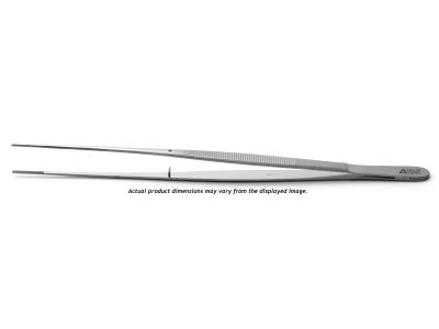 Potts-Smith dressing forceps, 10 1/4'',delicate, straight, serrated jaws, flat handle
