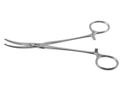 Rankin-Kelly hemostatic artery forceps, 6 1/4'',curved, serrated jaws, ring handle