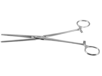 Rochester-Carmalt artery forceps, 9'',straight, longitudinal serrated jaws, ring handle