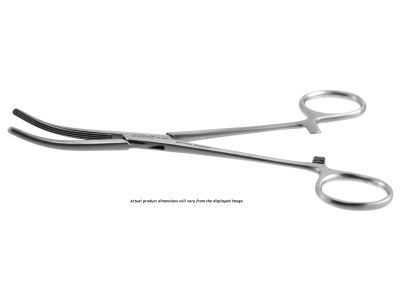 Rochester-Carmalt artery forceps, 9'',curved, longitudinal serrated jaws, ring handle