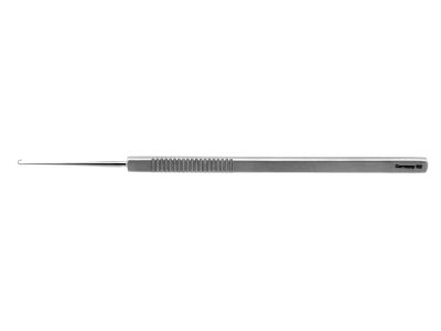 Iris hook, 4 7/8'',straight shaft, fully curved blunt hook, flat handle