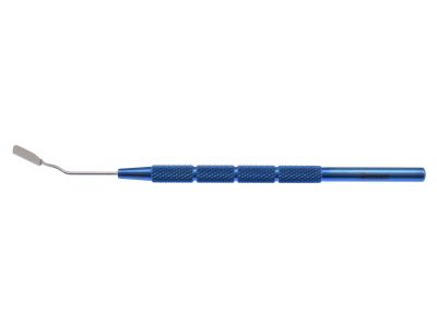 Rosenwasser lamellar donor shovel, 4 3/4'',9.0mm long x 4.0mm wide plate with retaining rim on 2 sides, round titanium handle