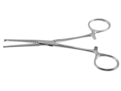 Kocher hemostatic artery forceps, 5 1/2'',straight, 1x2 teeth, serrated jaws, ring handle