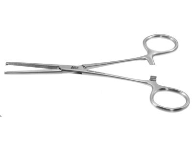 Rochester-Ochsner hemostatic artery forceps, 5 1/2'',delicate, straight, 1x2 teeth, serrated jaws, ring handle