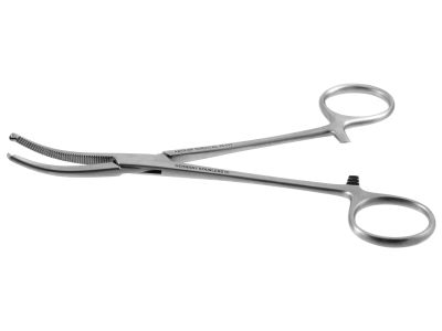 Rochester-Ochsner hemostatic artery forceps, 6 1/4'',curved, 1x2 teeth, serrated jaws, ring handle