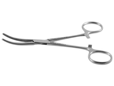Rochester-Pean hemostatic artery forceps, 5 1/2'',curved, serrated jaws, ring handle