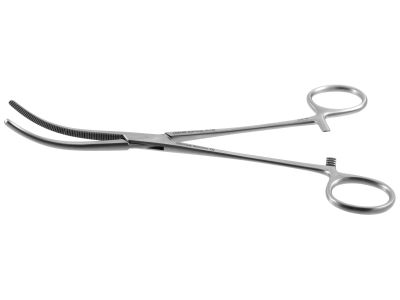 Rochester-Pean hemostatic artery forceps, 8'',curved, serrated jaws, ring handle