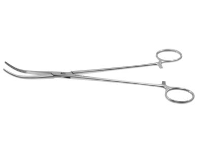 Rumel dissecting and artery forceps, 9'', ''A'' curved, serrated jaws, ring handle