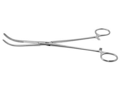 Rumel dissecting and artery forceps, 9'', ''B'' curved, serrated jaws, ring handle