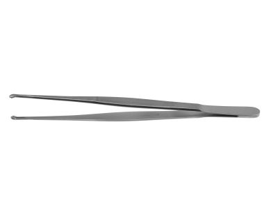 Selman tissue forceps, 8'',round cup, with teeth, flat handle