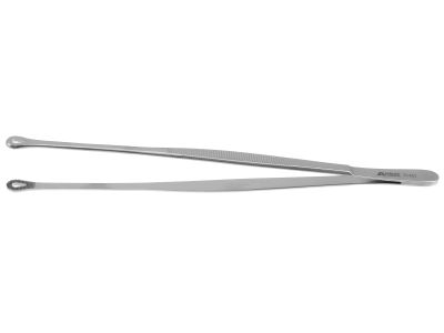 Singley (Tuttle) tissue forceps, 9'',straight shafts, serrated, fenestrated jaws, flat handle