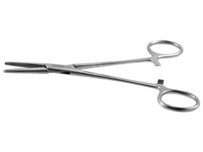 Spencer-Wells artery forceps, 6'',straight, serrated jaws, ring handle