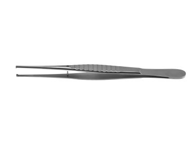 Tissue forceps, 6'',straight, 1x2 teeth, with serrations, flat handle