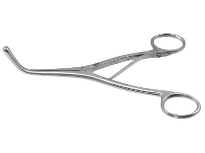 Trousseau tracheal dilator forceps, 5 1/4'',adult, curved, 2 flat blades, ring handle