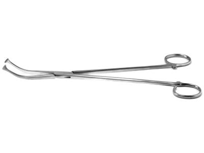 White tonsil forceps, 9 1/2'',slightly curved, 8.0mm wide jaws, open ring handle