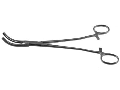 Z-Type hysterectomy (Parametrium) clamp forceps, 8 1/4'',curved, serrated jaws, ring handle