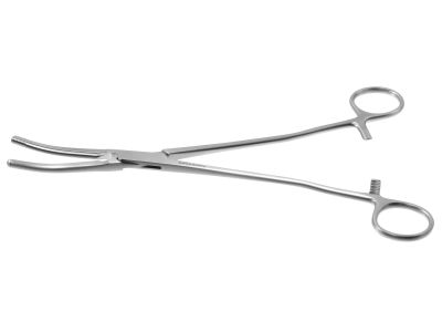 Z-Type hysterectomy (Parametrium) clamp forceps, 9 1/2'',slightly curved, serrated jaws, ring handle