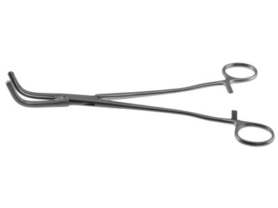 Z-Type hysterectomy (Parametrium) clamp forceps, 9 1/2'',angled, serrated jaws, ring handle