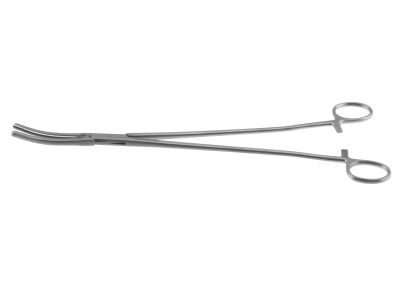 Z-Type hysterectomy (Parametrium) clamp forceps, 12'',slightly curved, serrated jaws, ring handle