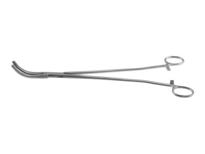 Z-Type hysterectomy (Parametrium) clamp forceps, 12'',curved, serrated jaws, ring handle