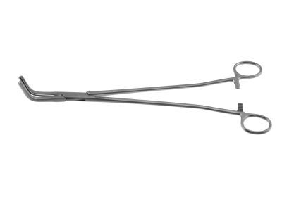 Z-Type hysterectomy (Parametrium) clamp forceps, 12'',angled, serrated jaws, ring handle
