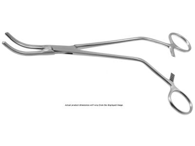 Z-Type hysterectomy (Parametrium) clamp forceps, 8 1/4'',curved, serrated jaws, offset ring handle