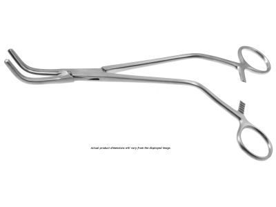 Z-Type hysterectomy (Parametrium) clamp forceps, 8 1/4'',angled, serrated jaws, offset ring handle