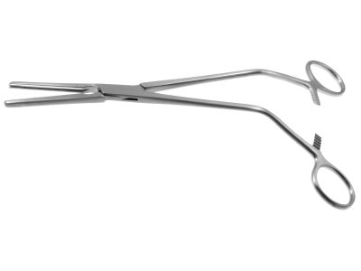 Z-Type hysterectomy (Parametrium) clamp forceps, 9 1/2'',straight, serrated jaws, offset ring handle