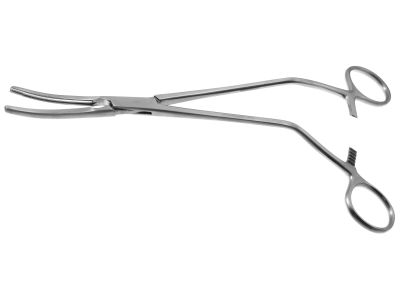 Z-Type hysterectomy (Parametrium) clamp forceps, 9 1/2'',slightly curved, serrated jaws, offset ring handle