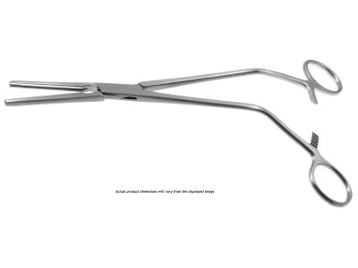 Z-Type hysterectomy (Parametrium) clamp forceps, 12'',straight, serrated jaws, offset ring handle